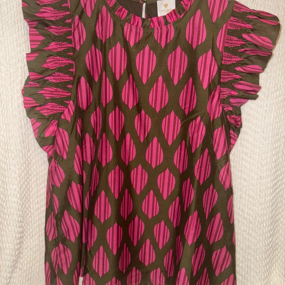 Pink and Green Patterned Blouse